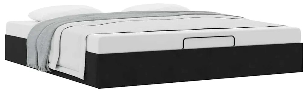 Estrutura de cama otomana sem colchão 160x200 cm veludo preto