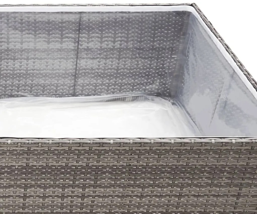 Vaso/floreira de jardim 157x80x40 cm vime PE cinzento