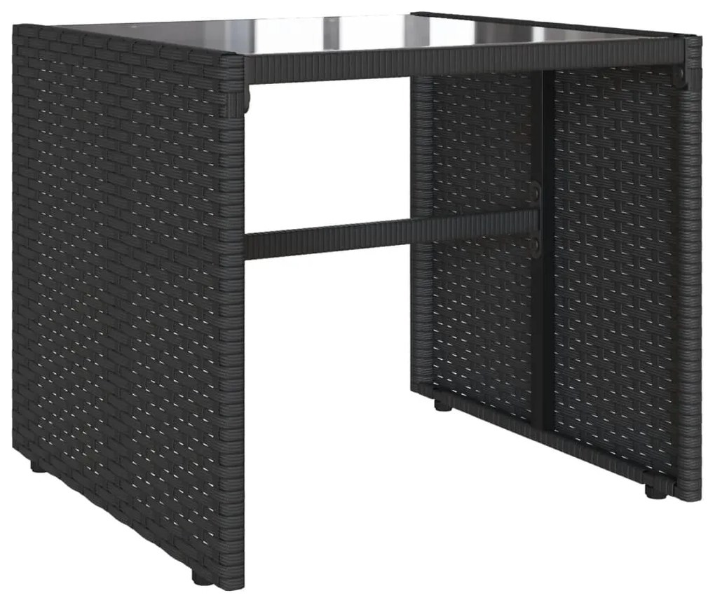 4 pcs conjunto de sofás para jardim c/ almofadões vime PE preto