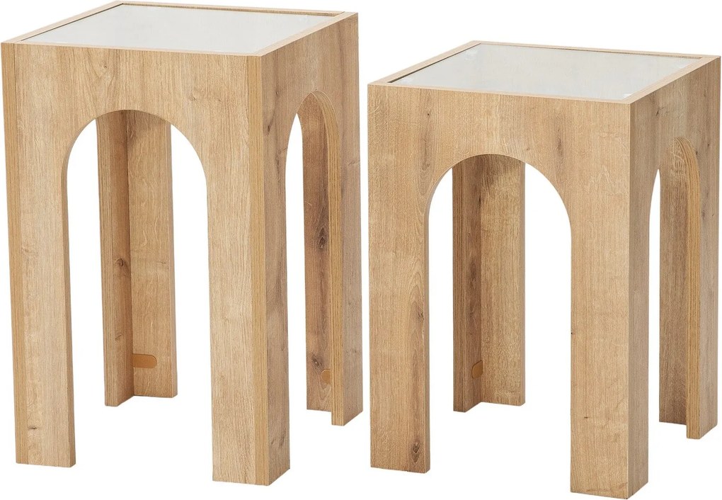 Conjunto de Mesas de Centro Seine – Carvalho Transparente – 35x50 cm e