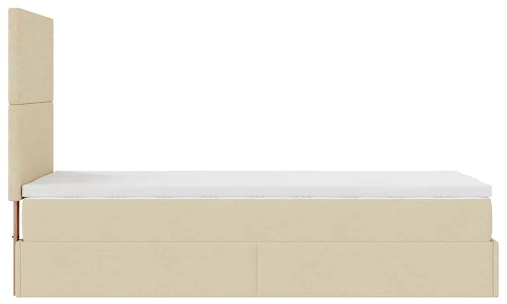 Estrutura de cama otomana com creme de colchão 90x190cm tecido