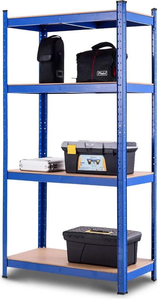Estante de ferro e MDF para garagem 4 prateleiras Estante resistente 80x40x160cm azul