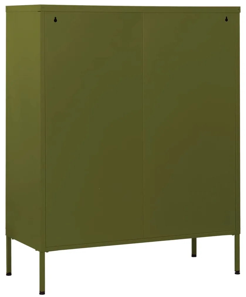 Cómoda/aparador com gavetas aço 80x35x101,5 cm verde-azeitona