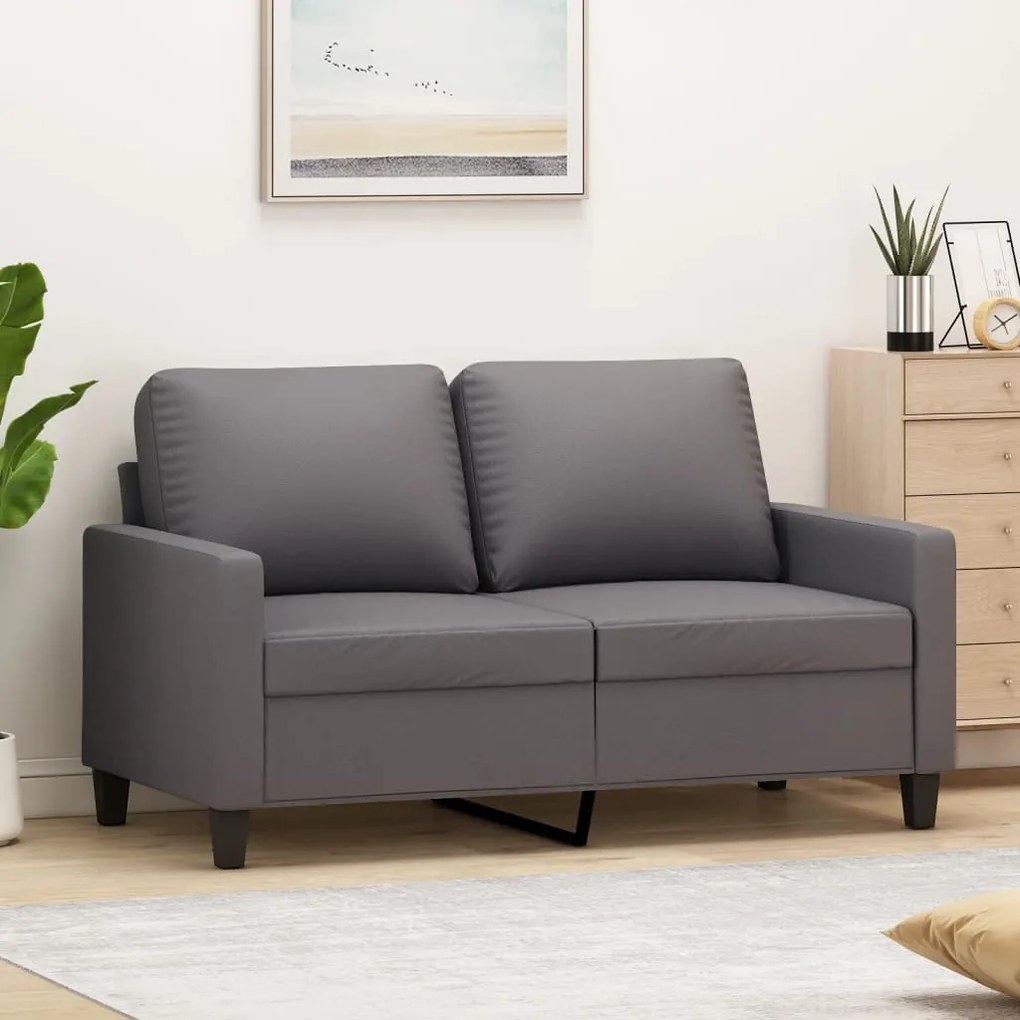 359134 vidaXL Sofá de 2 lugares 120 cm couro artificial cinza