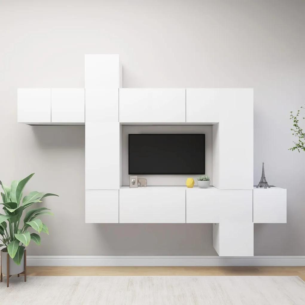 Conjunto de 10 Móveis de Parede de TV Leiria - Branco - Design Moderno
