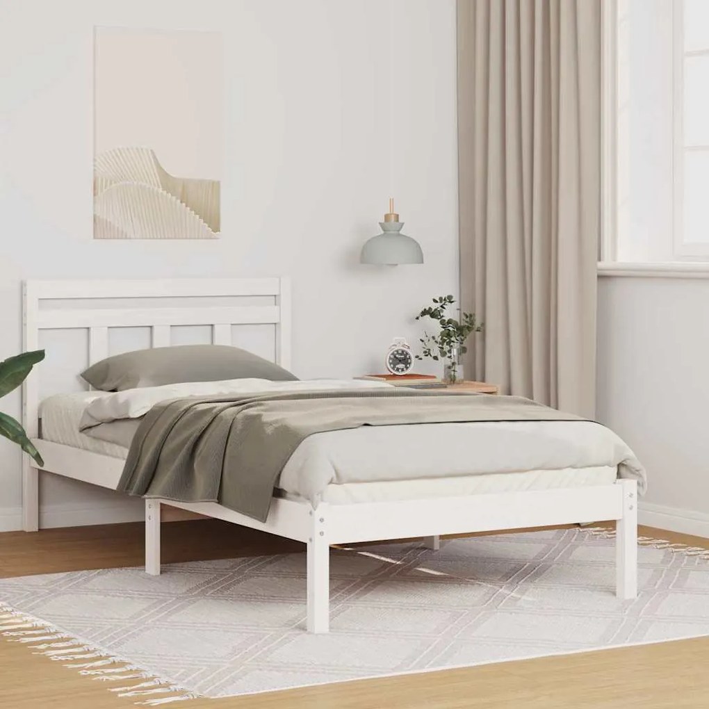 vidaXL Estrutura da Cama Branco 90 x 200 cm Madeira de Pinheiro Sólida