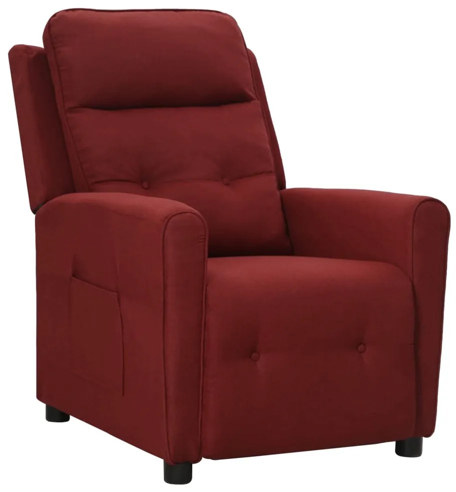 vidaXL Poltrona reclinável tecido vermelho tinto