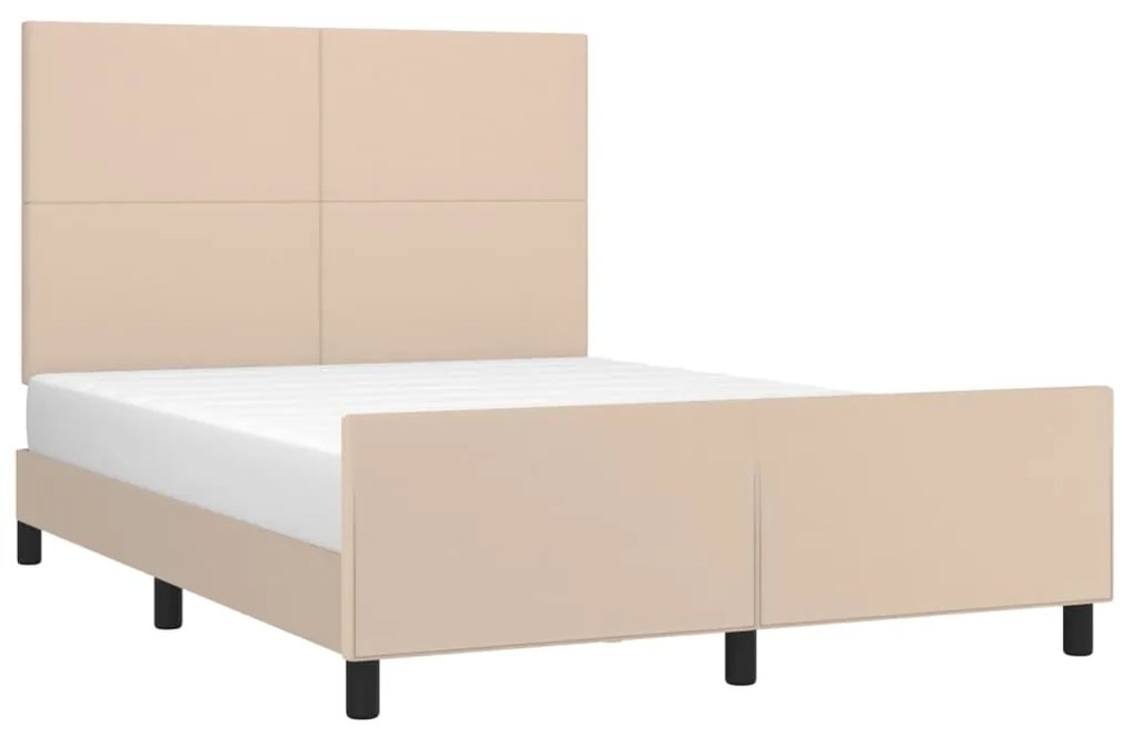Estrutura cama cabeceira 140x200 cm couro artificial cappuccino