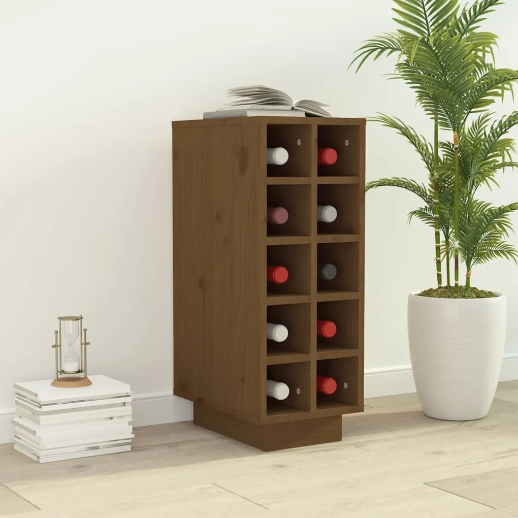 820974 vidaXL Garrafeira 23x34x61 cm madeira de pinho maciça castanho mel
