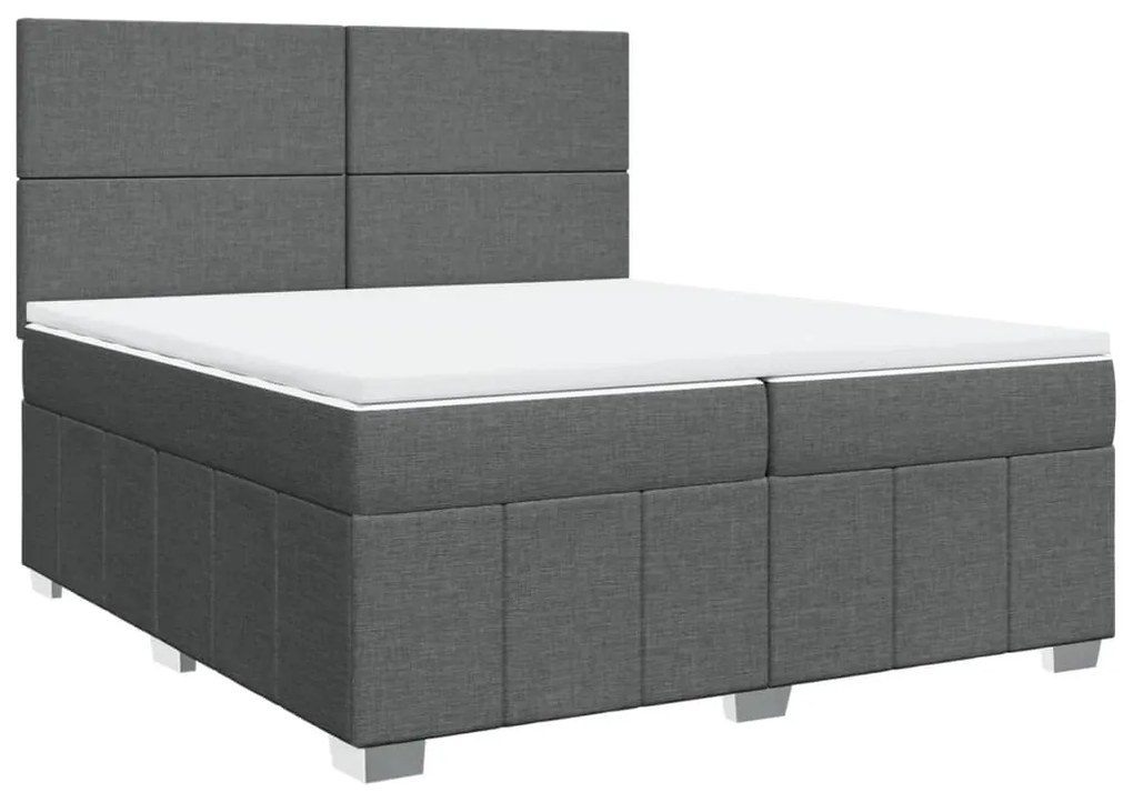 Cama com molas/colchão 200x200 cm tecido cinzento-escuro