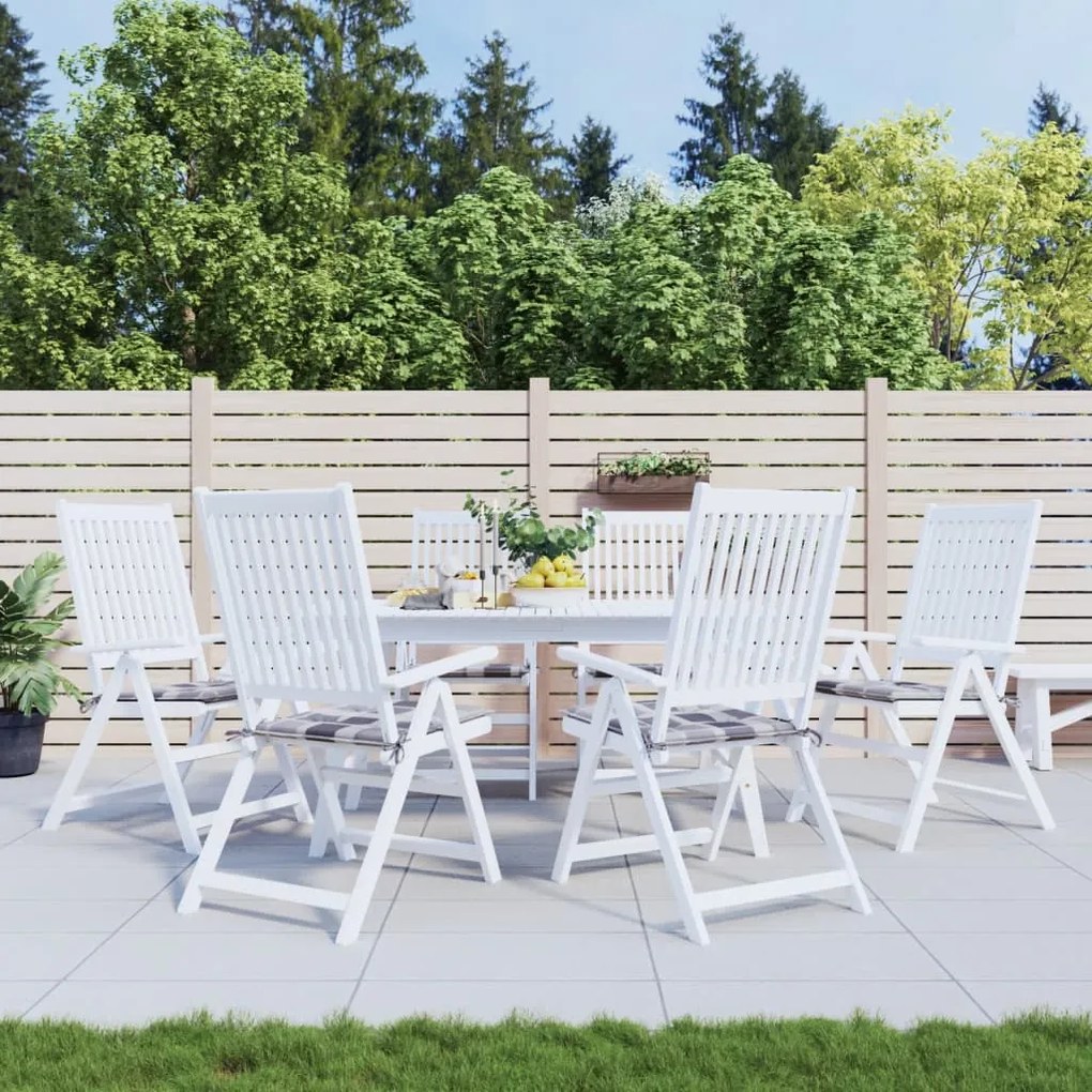 Almofadões cadeiras jardim 6pcs tecido oxford xadrez cinzento