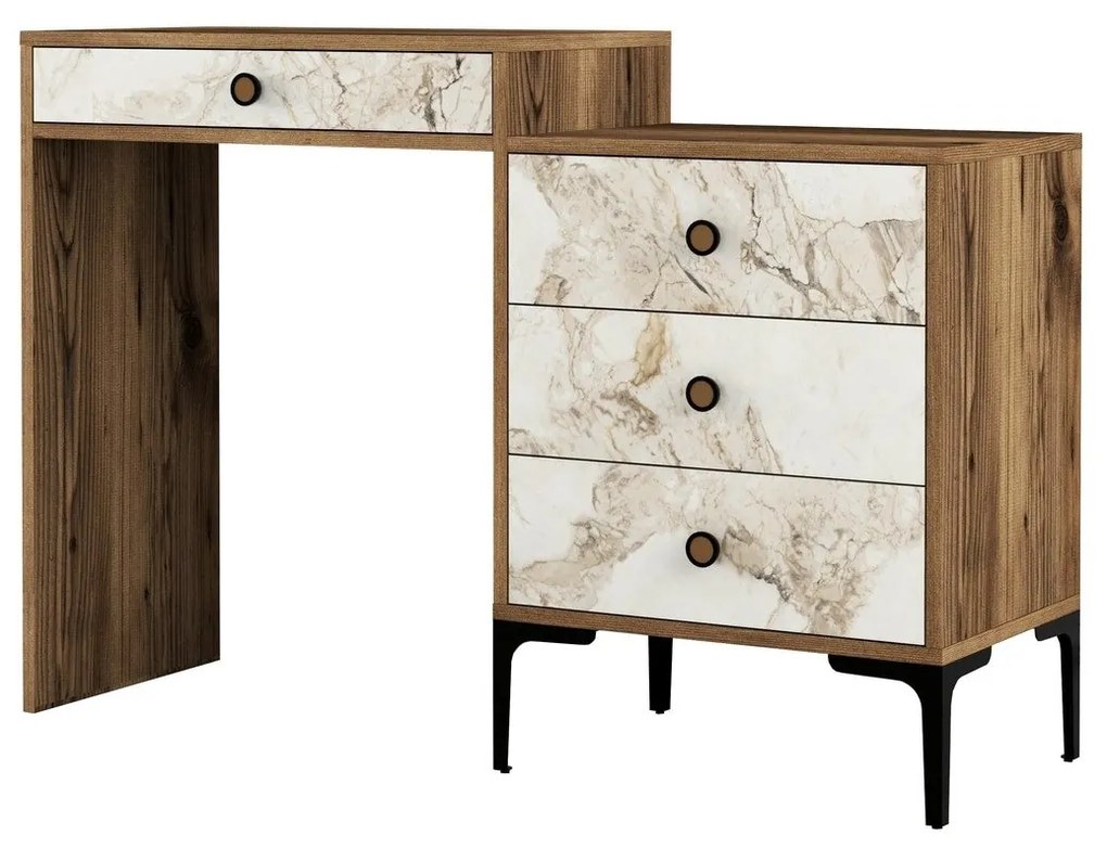 Mesa de Maquilhagem Lizbon500 – Nogueira e Branco – 124x84,7x40 cm