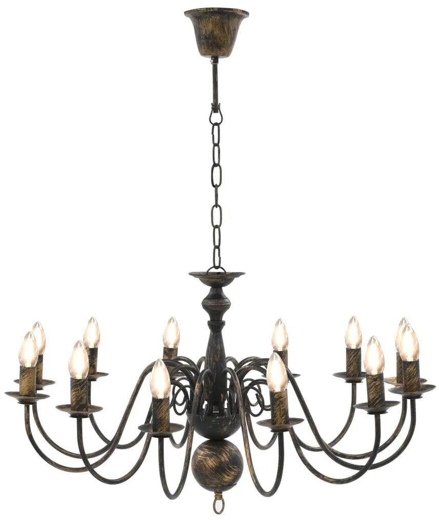 Lustre antigo de 12 lâmpadas E14 preto