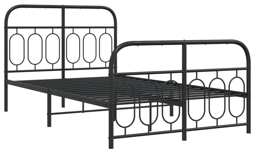 Estrutura de cama com cabeceira e pés 120x190 cm metal preto