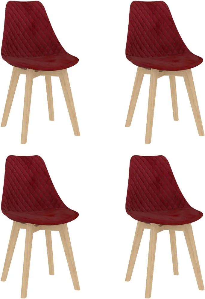 Cadeiras de jantar 4 pcs veludo vermelho tinto
