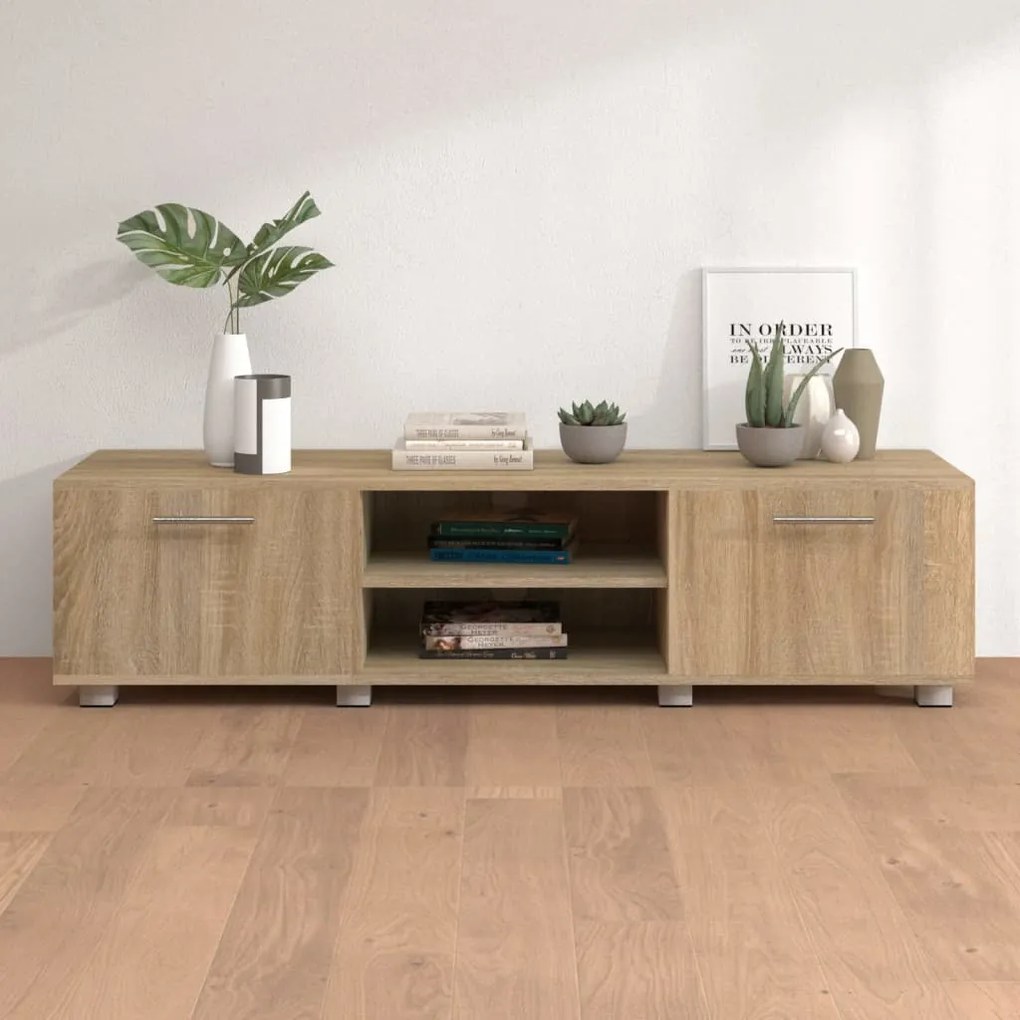 vidaXL Móvel de TV 140x40x35 cm derivados de madeira carvalho sonoma