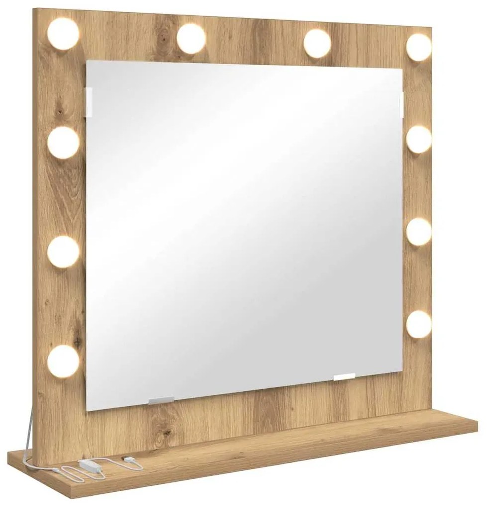 Espelho de Vanity com Luzes LED Carvalho Artisan 60x55x18 cm