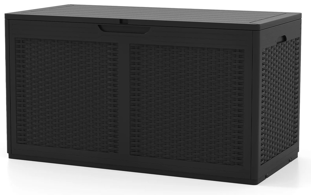 Caixa de resina para deck de 380L com tampa com trava e rodas - cinza