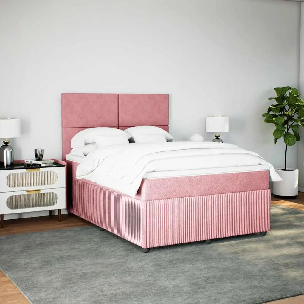 Cama com molas/colchão 140x200 cm veludo rosa
