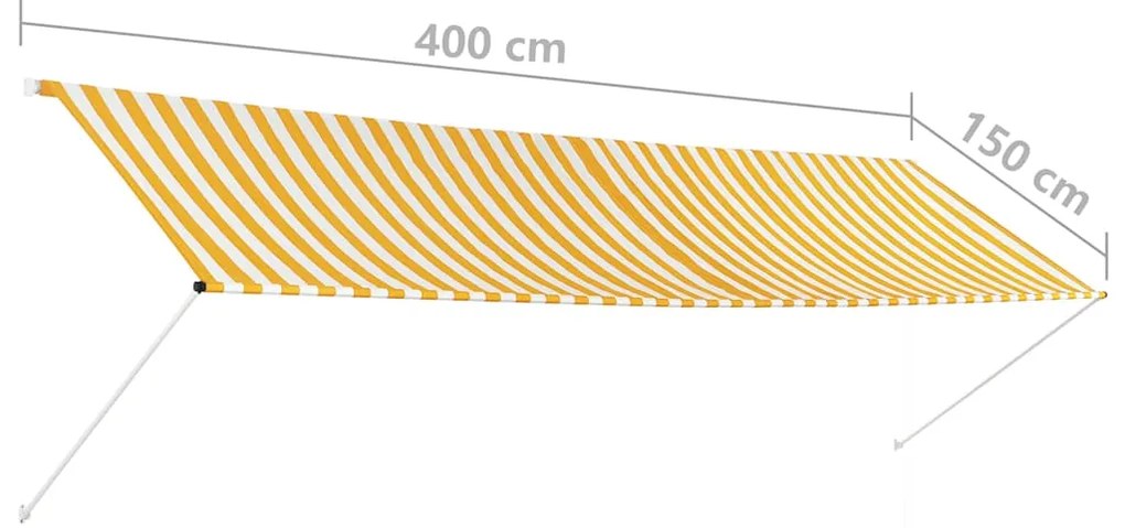 Toldo retrátil 400x150 cm amarelo e branco