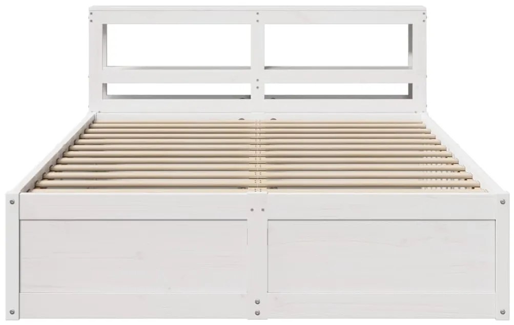 Estrutura de cama c/ cabeceira 150x200 cm pinho maciço branco