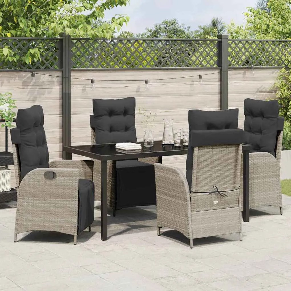 Conjunto de Jantar de Jardim com 5 peças em rattan sintético cinza cla