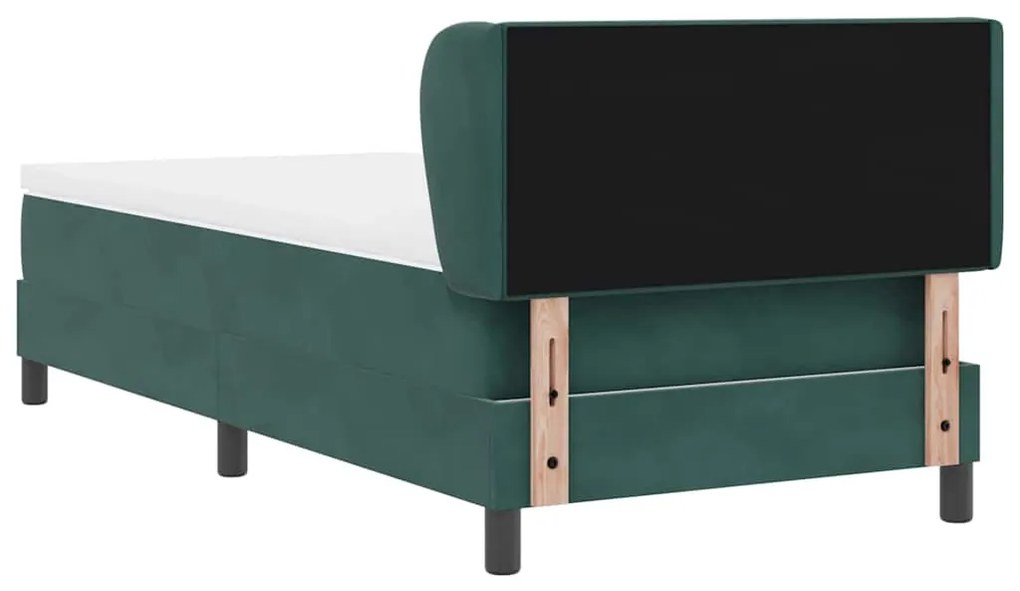 Cama Box com Colchão vidaXL Verde Escuro 90x200 cm em Veludo
