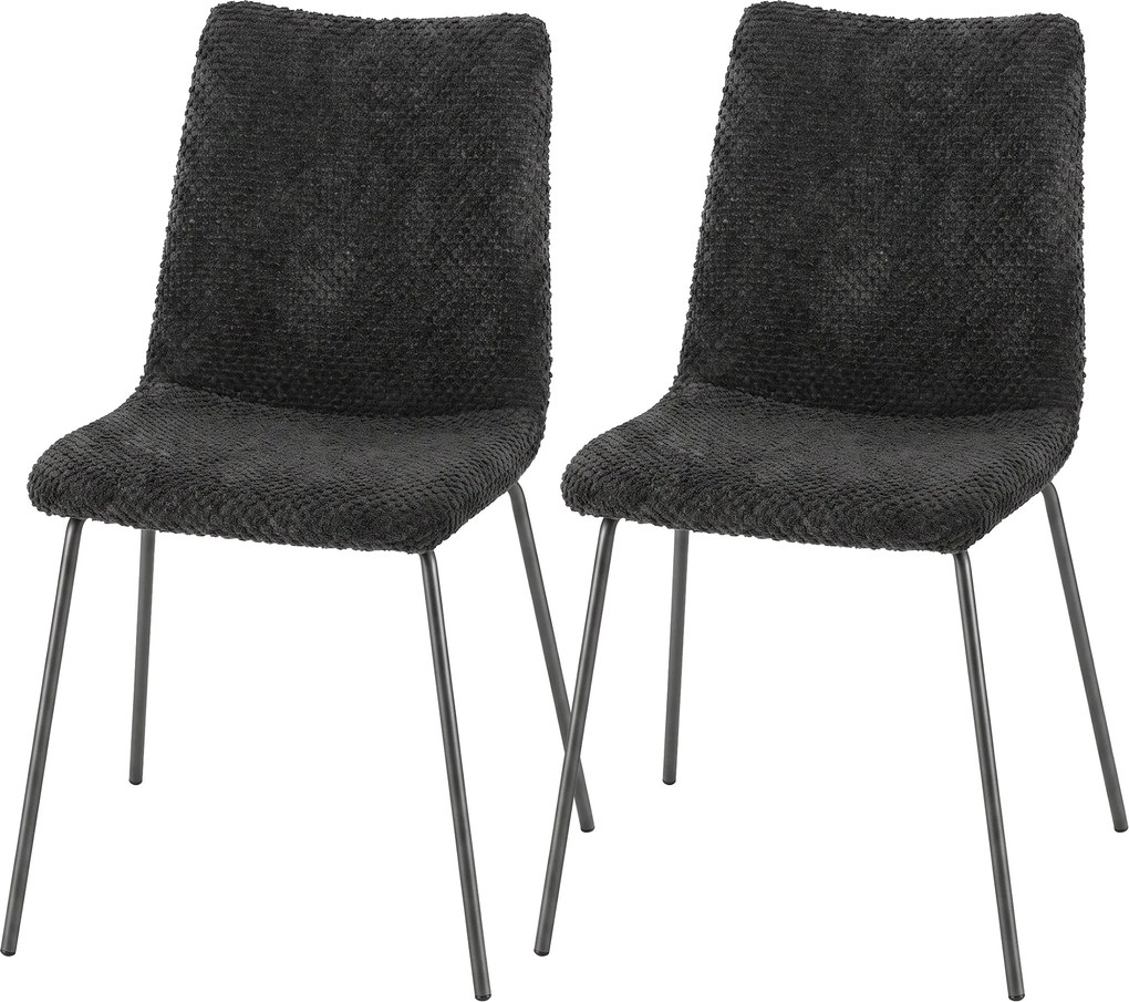 HOMCOM Conjunto de 2 Cadeiras de Jantar, Cadeiras de Cozinha Estofadas em Veludo, Encosto Curvado, Pés em Metal, Cinza Escuro | Aosom Portugal