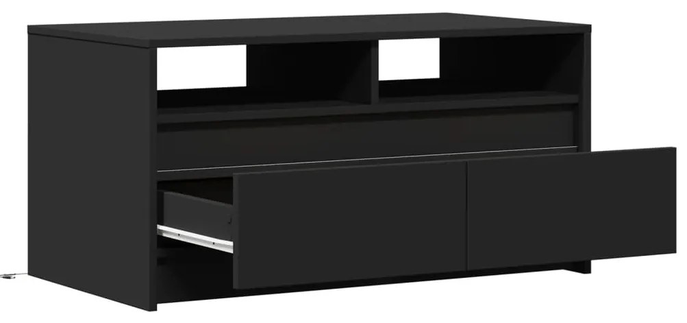 Mesa de centro com luzes LED derivados de madeira preto