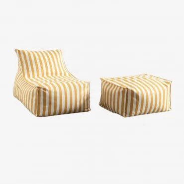 Conjunto De Poltrona E Pufe Em Tecido Sandel Amarelo Caril - Sklum