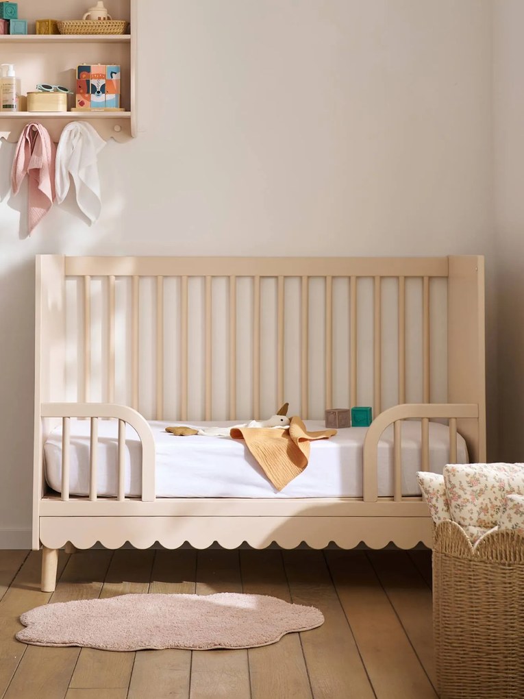Cama evolutiva com detalhes, para bebé, Ondulado rosa