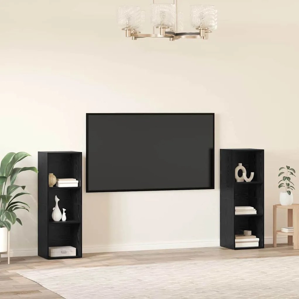 Conjunto de móvel de TV 2 pcs Carvalho Preto 107 x 35 x 37 cm