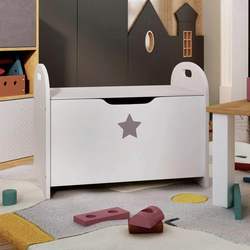 10413 vidaXL Banco de arrumação infantil 62x40x46,5 cm MDF branco