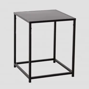 Mesa Auxiliar Quadrada 40x40 Cm Em Aço Thura Negro-de-fumo - Sklum