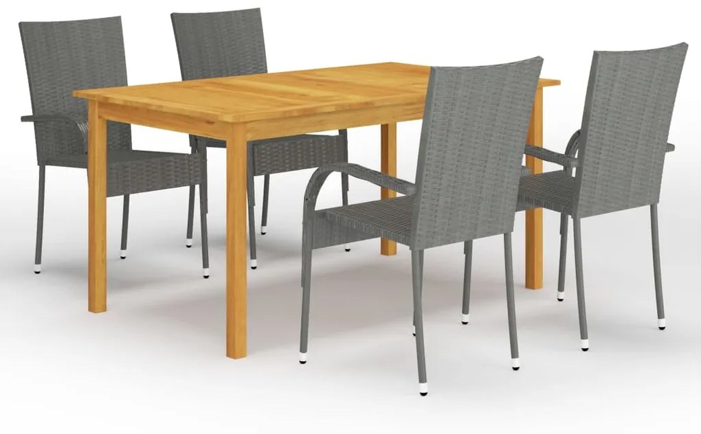 vidaXL 5 pcs conjunto de jantar para jardim cinzento