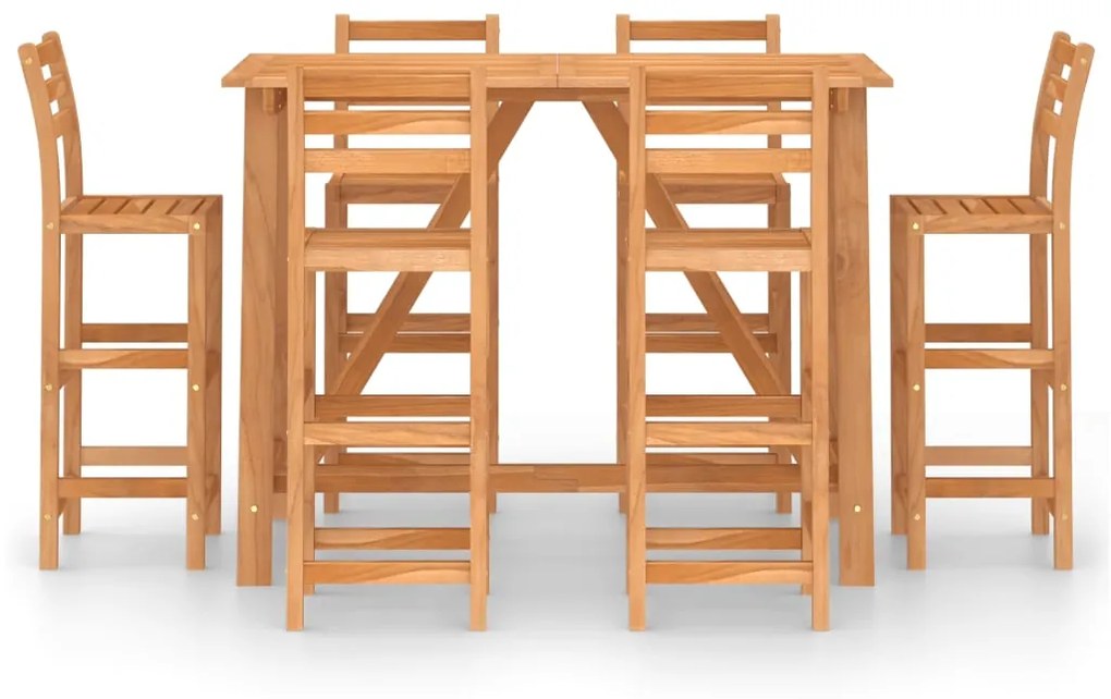 7 pcs conjunto de bar para exterior madeira de acácia maciça