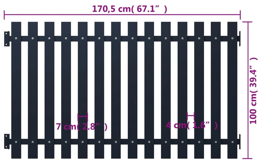 Cerca de jardim 170,5x100 cm aço revestido a pó antracite