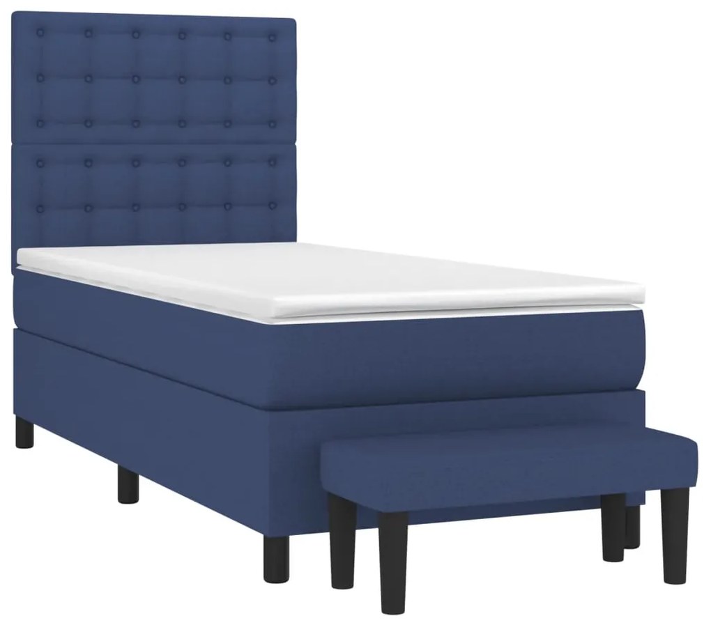 Cama com molas/colchão 100x200 cm tecido azul