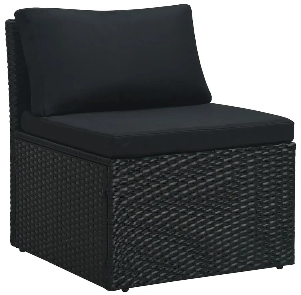 4 pcs conjunto lounge de jardim c/ almofadões vime PE preto