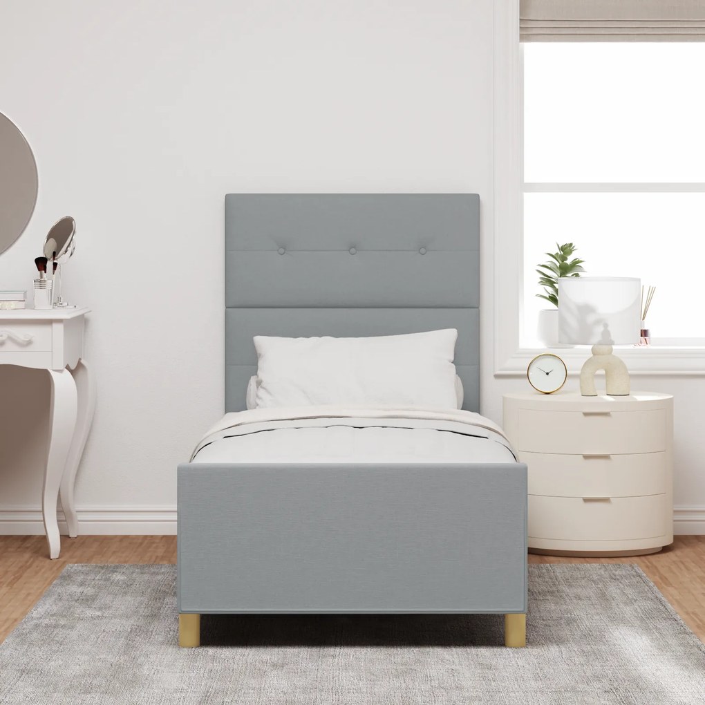 Cama vidaXL Cinza Claro 90x200 cm em Tecido