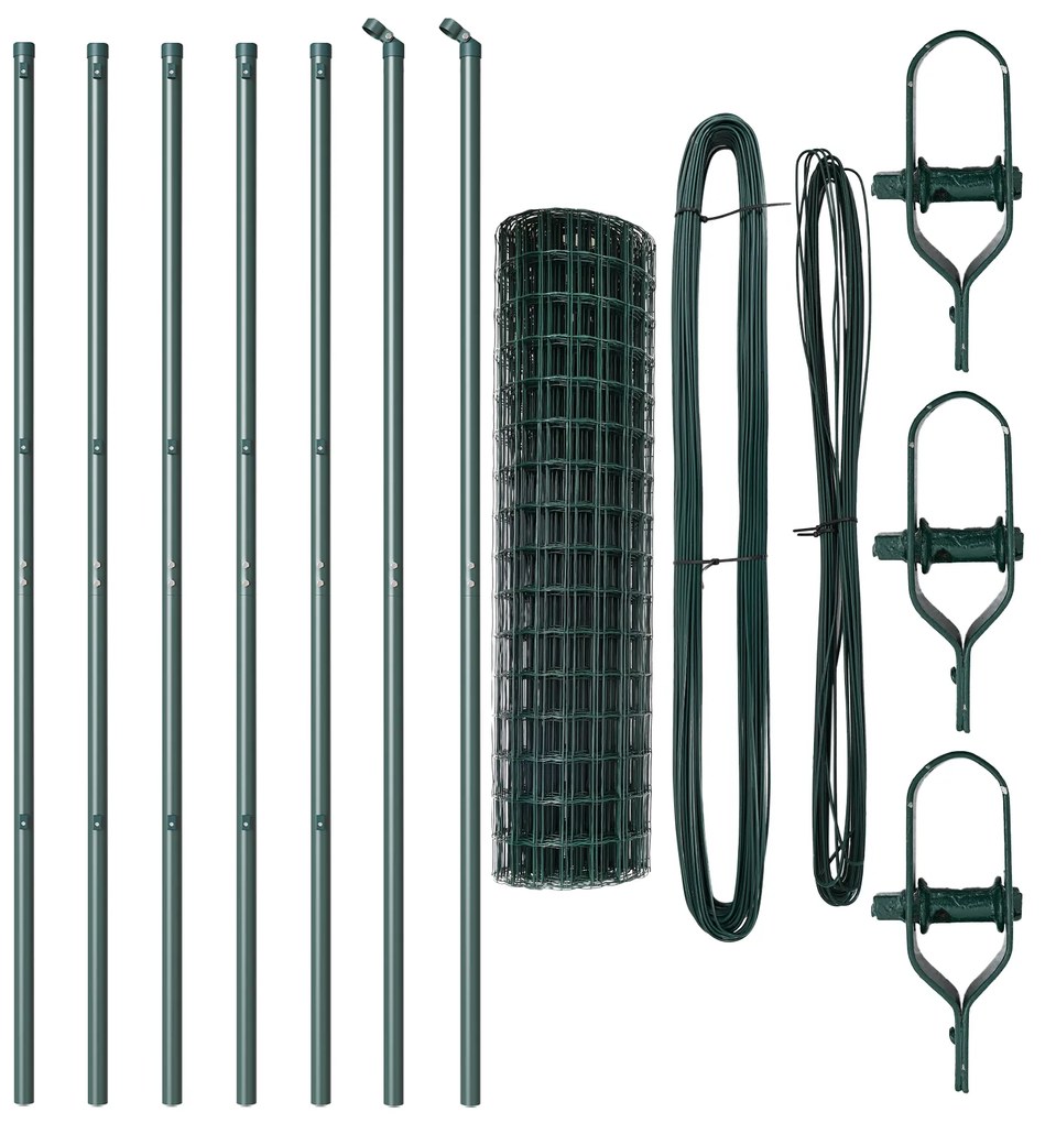 Cerca Euro com 7 Postes 1x10 m Aço Galvanizado Verde