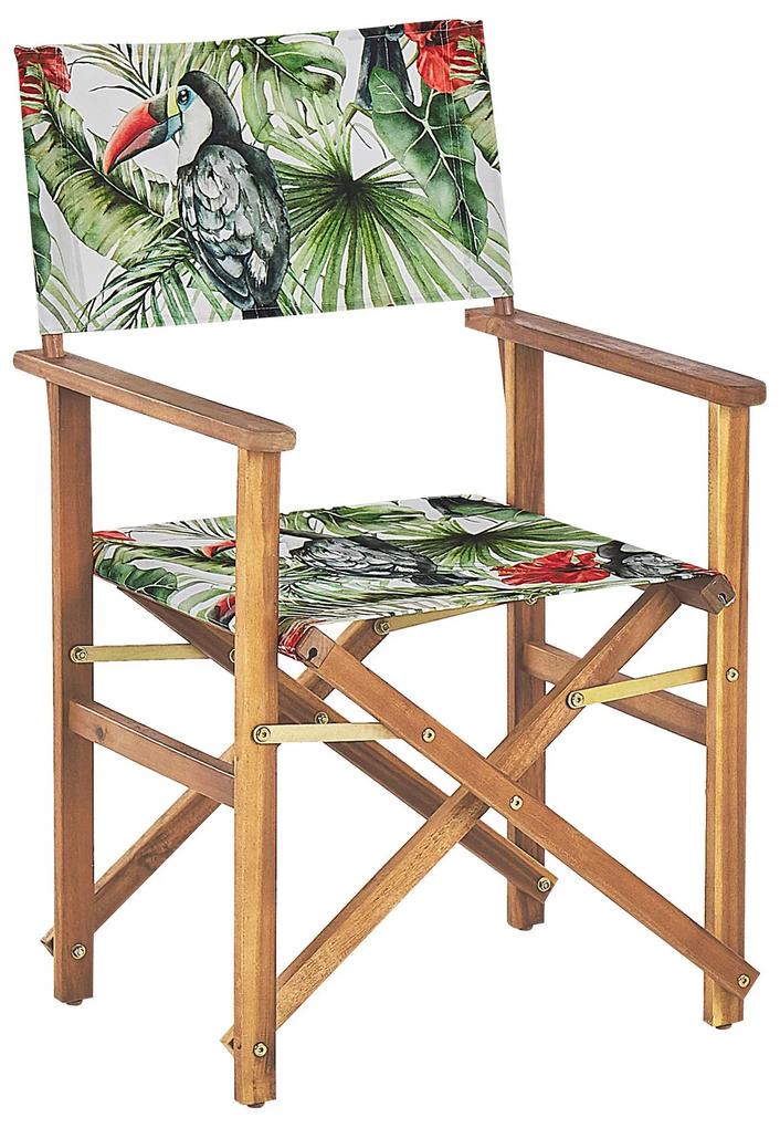 Conjunto 2 cadeiras madeira clara e 2 lonas cinzentas e padrão tucano CINE Beliani
