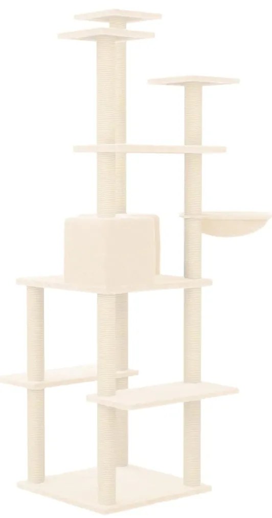 Árvore p/ gatos c/ postes arranhadores sisal 167 cm cor creme
