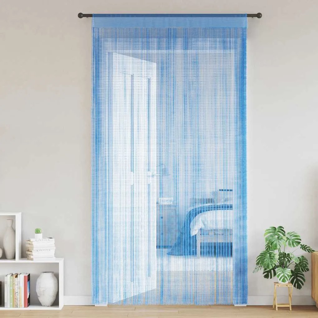 vidaXL Cortinas de fios 2 pcs 100x250 cm azul-claro