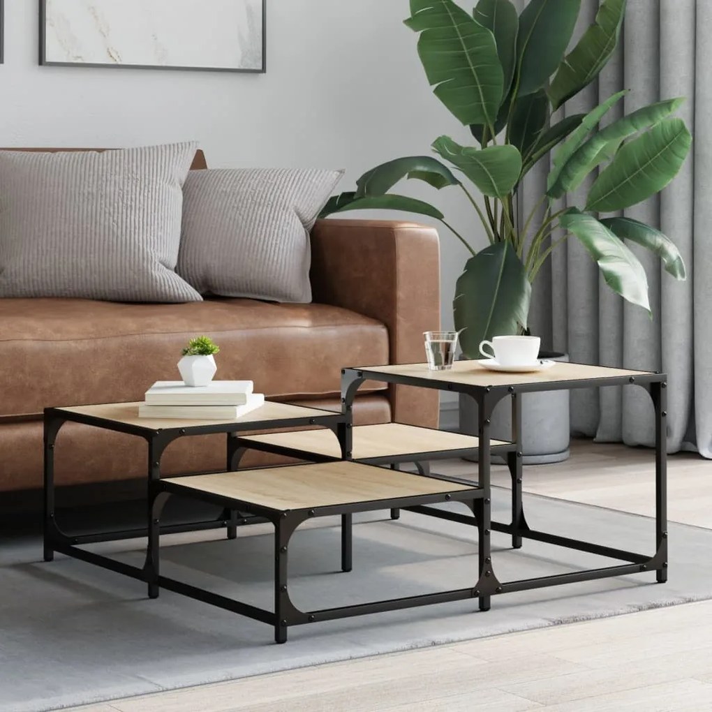 Mesa de centro 87,5x87,5x40cm derivados madeira carvalho sonoma