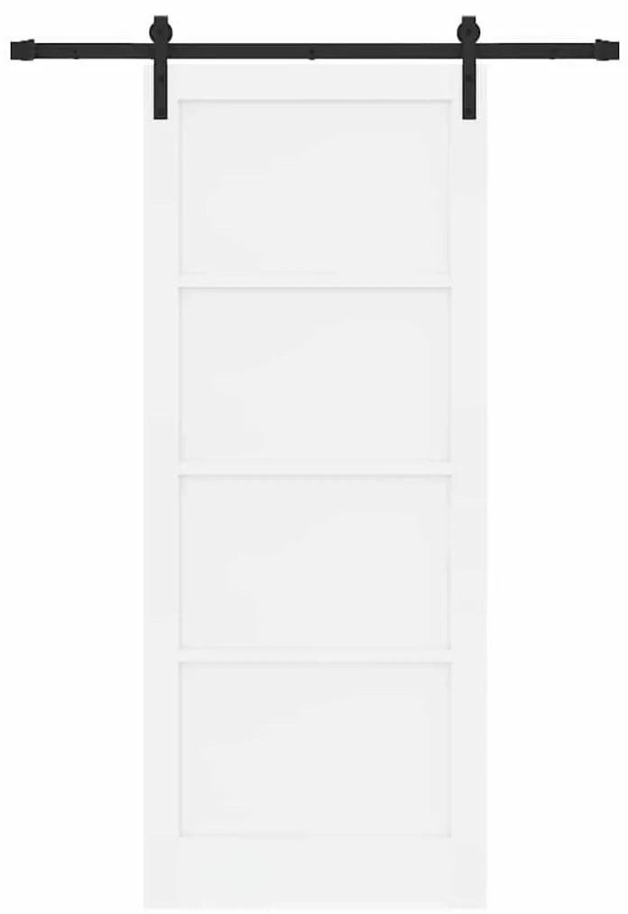 Porta Deslizante com Conjunto de Ferragens Branca 86x211 cm Madeira Só