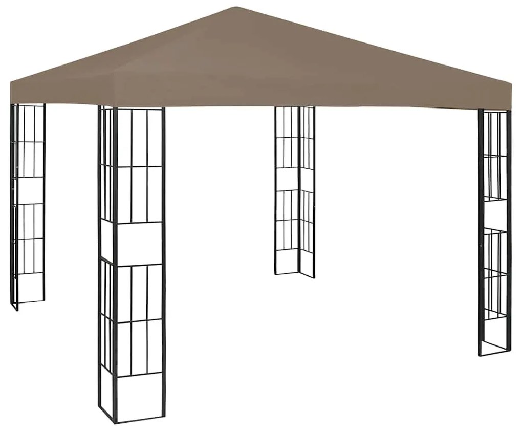 Gazebo com cordões de luzes LED 3x3 m cinza-acastanhado
