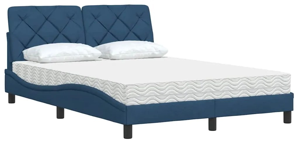 Cama com colchão 140x200 cm tecido azul