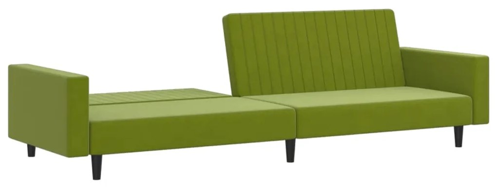 Sofá-cama de 2 lugares veludo verde-claro