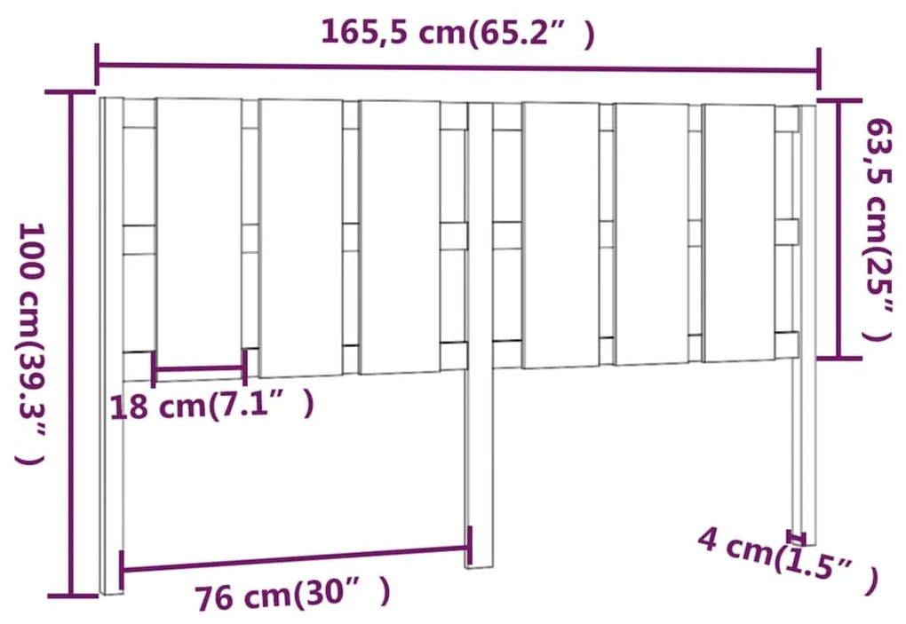 Cabeceira de cama 165,5x4x100 cm pinho maciço